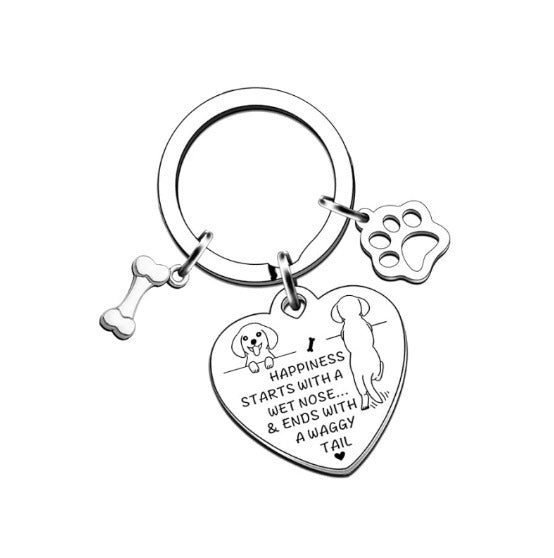 Wholesale Cute Dog Paw Bone Stainless Steel Keychain With Engraving Nameplate Pet Memorial Gift