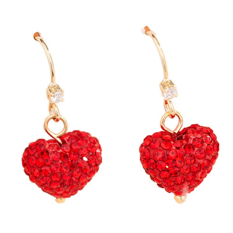 Wholesale European Style Heart Earrings with Diamond Accents Party Wear Gift Fashion Accessory
