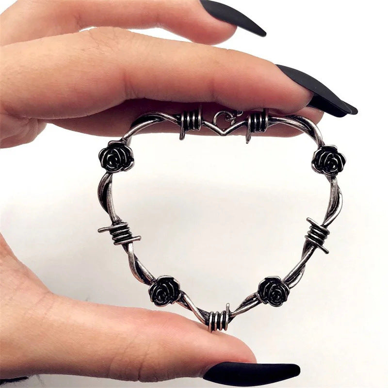 Wholesale Goth Theme Vintage Heart Rose Thorn Earrings ACC-ES-MLR001