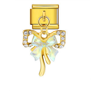 Wholesale 9mm Italian Charm Starter Bracelets DIY Bow Pendant Stainless Steel Composable Bracelet