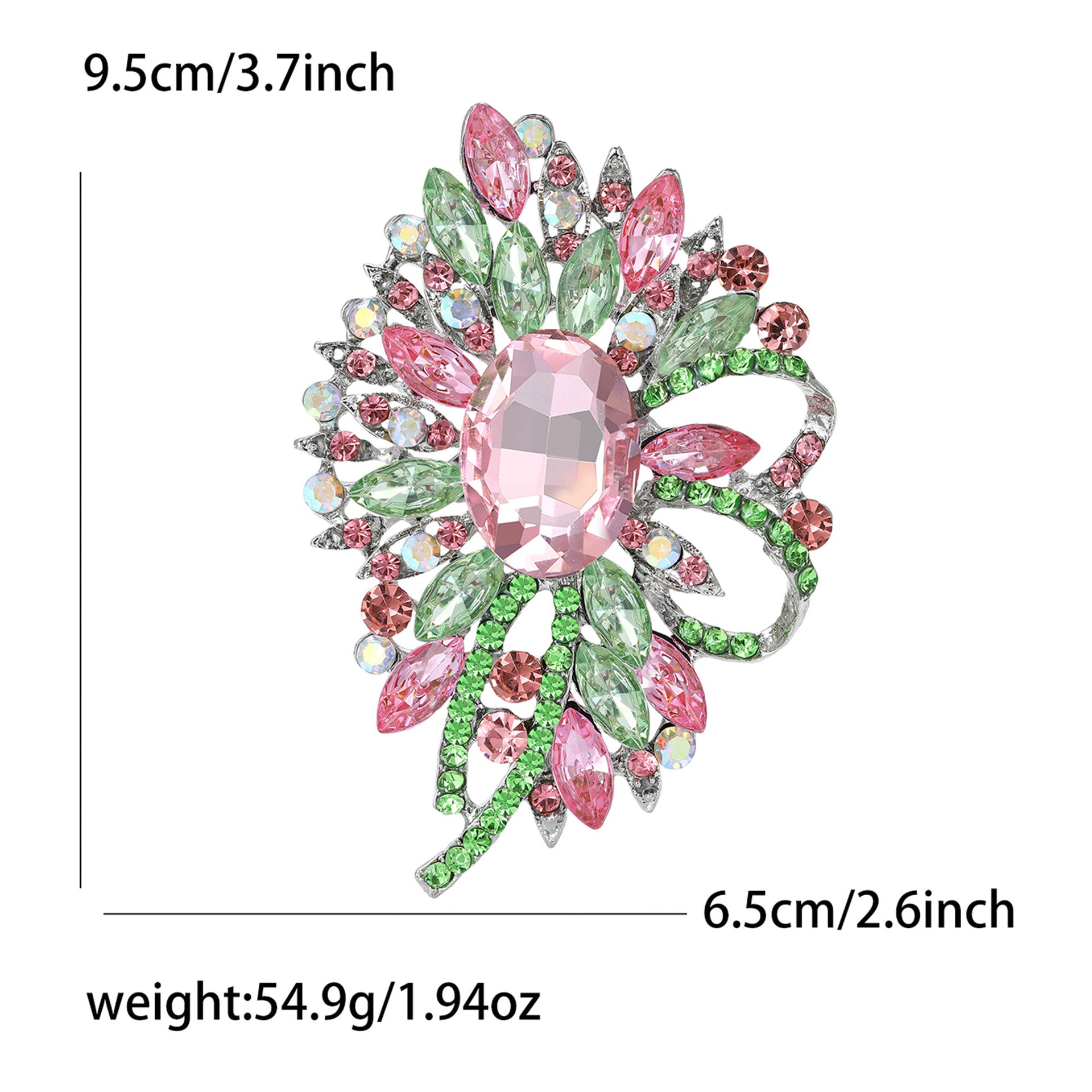 Wholesale Pink Green Floral Crystal Glass Brooch Women S Decorative Fashion Gift