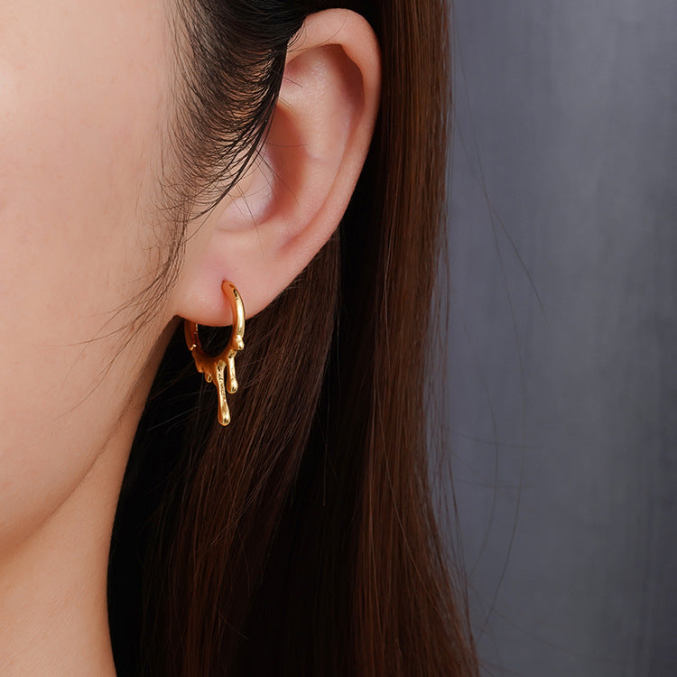 Wholesale Irregular Water Drop Titanium Steel Earrings