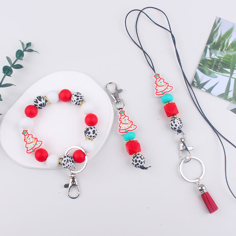 Wholesale Christmas Silicone Bead Accessories Pendant Creative DIY Silicone Wrist Keychain