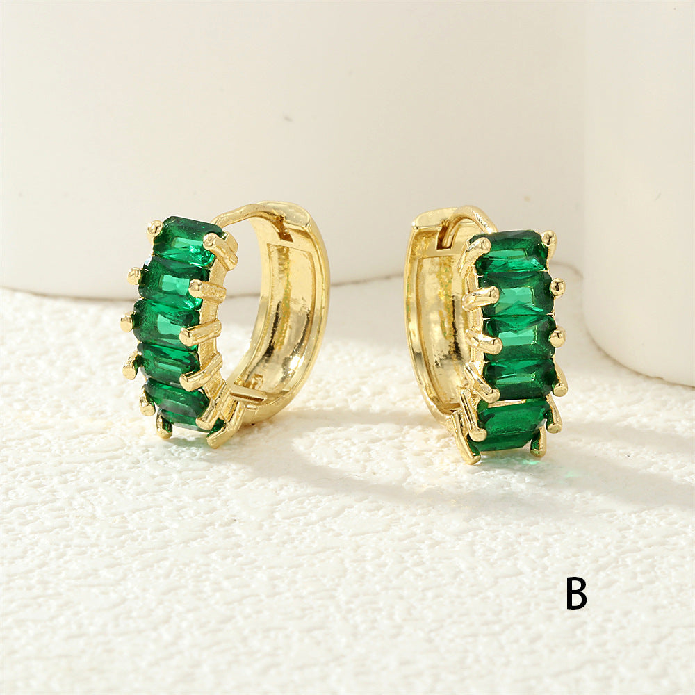 Wholesale 18K gold-plated copper colored zircon earrings,  earrings,  earrings