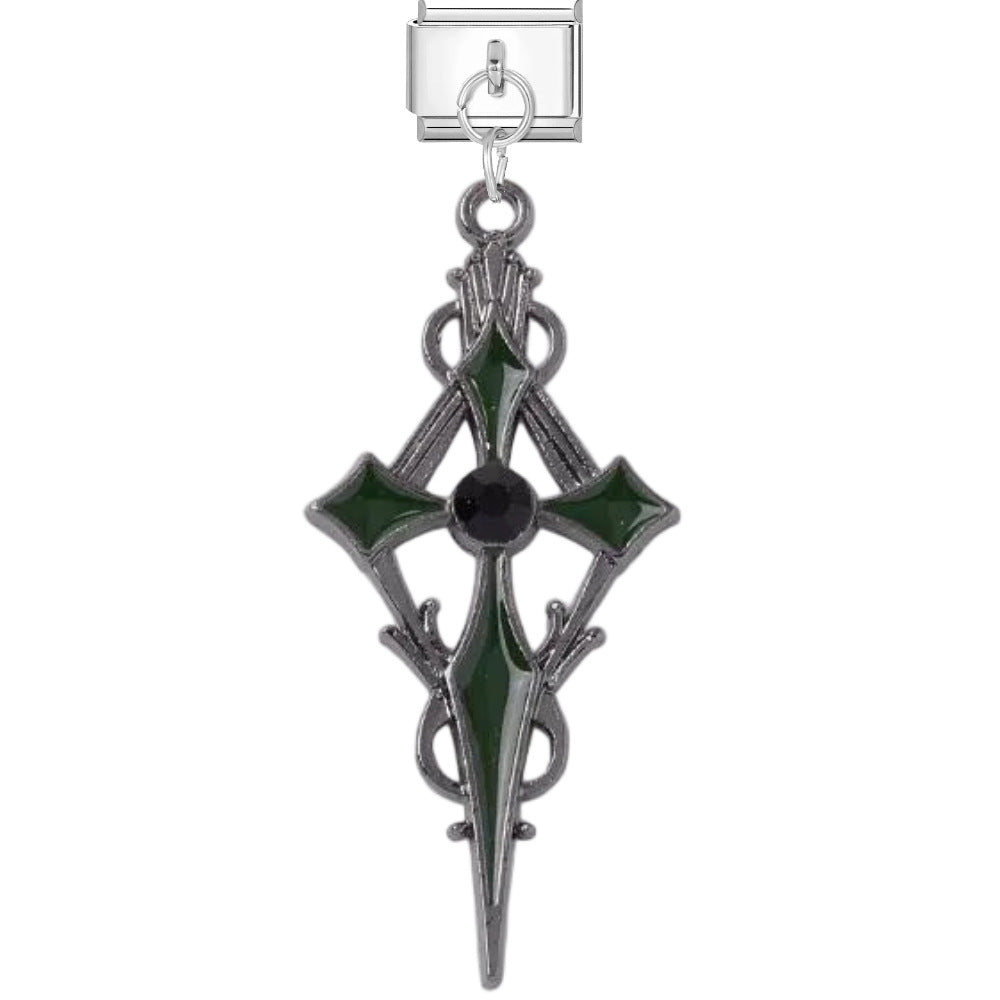 Wholesale Dark Punk DIY Bracelet Strap - Titanium Steel Black Cross Enamel,  Jewelry Accessory for Resale