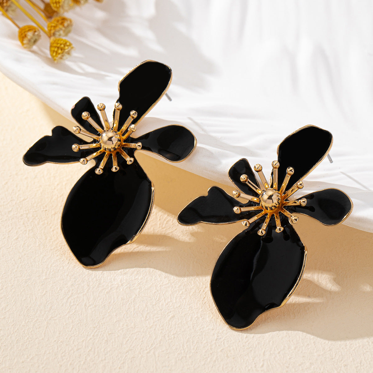 Wholesale Creative Colorful Metal Irregular Design Large Flower Earrings Holiday Style Earrings