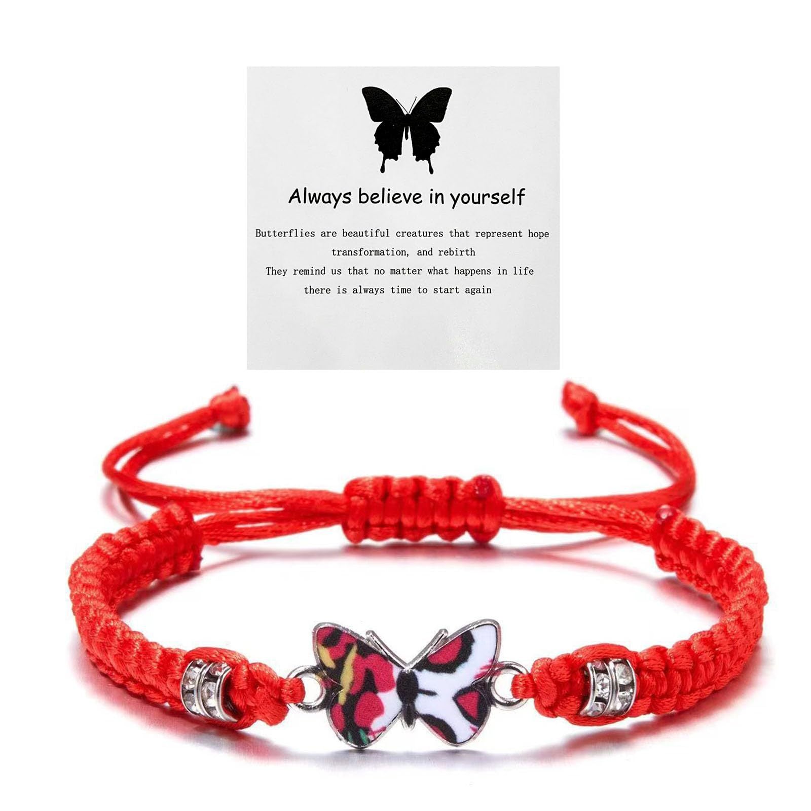 Wholesale Butterfly Design Adjustable Handmade Woven Bracelet Alloy Pendant Black Rope Women S Fashion Accessory
