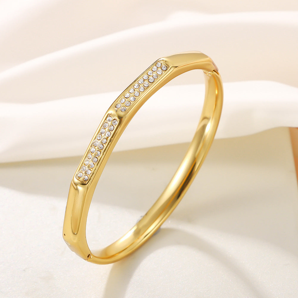 Wholesale Stainless Steel Geometric Faceted Bracelet For Women Gold Tone Party Jewelry Accessory