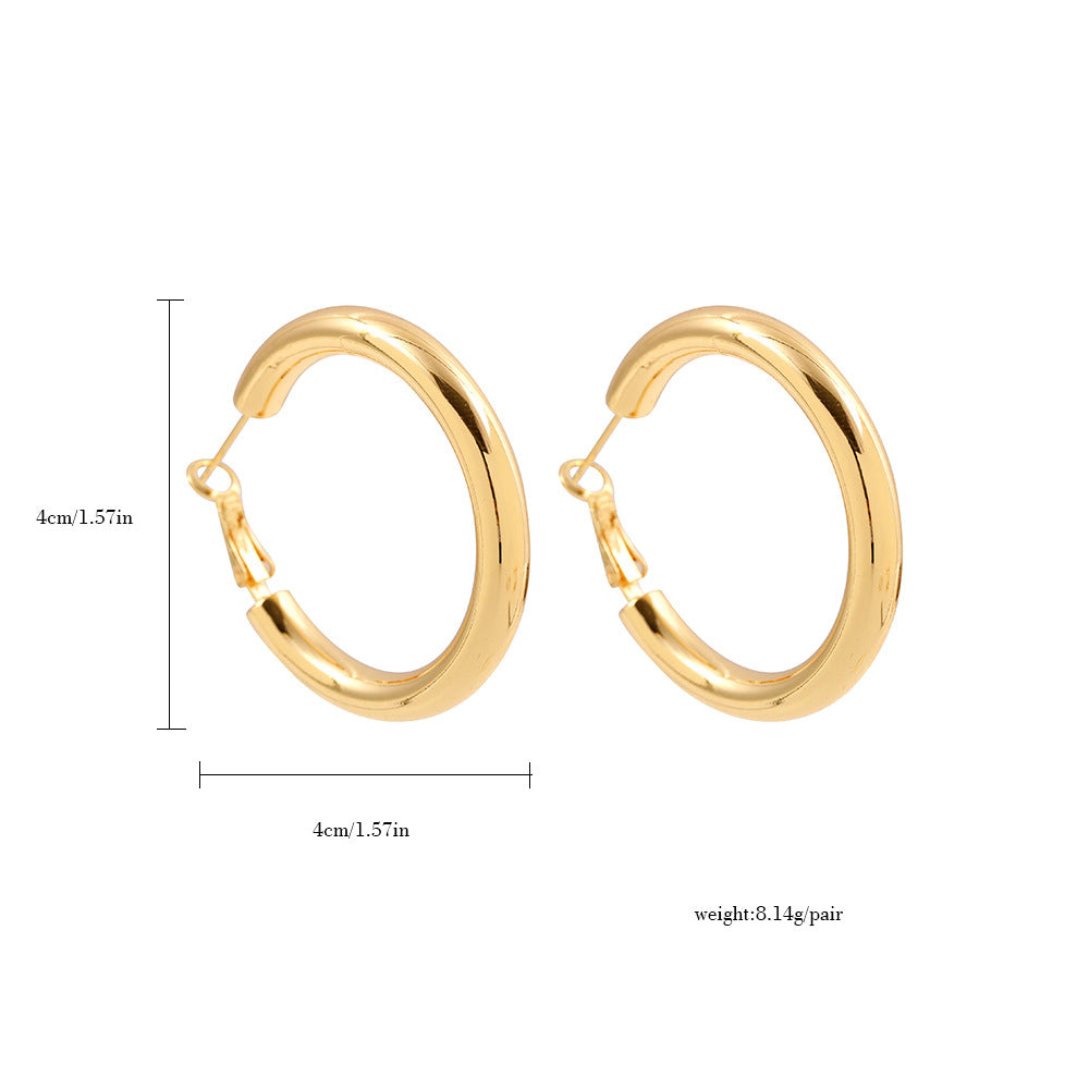 Wholesale 18K gold classic simple smooth plain ring earrings