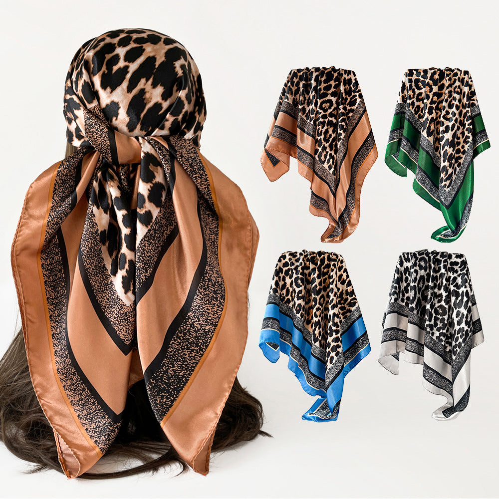 Wholesale Satin Square f Leopard Print Retro Women S Summer Fashion Accessory