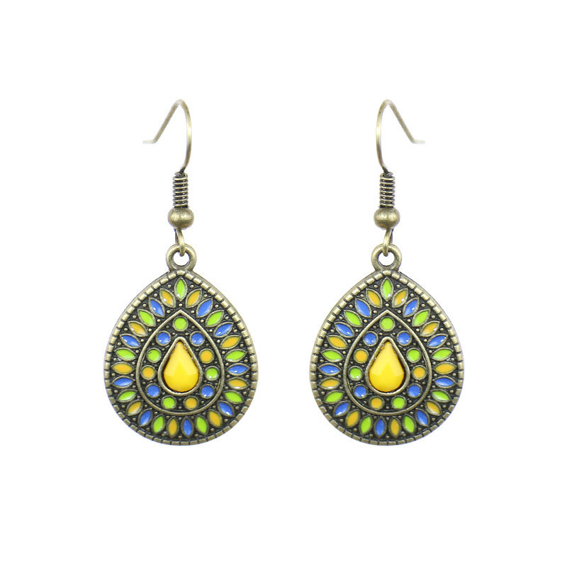 Wholesale Alloy Clear Drip Oil Geometric Bohemian Earrings for Women Fashion Accessory