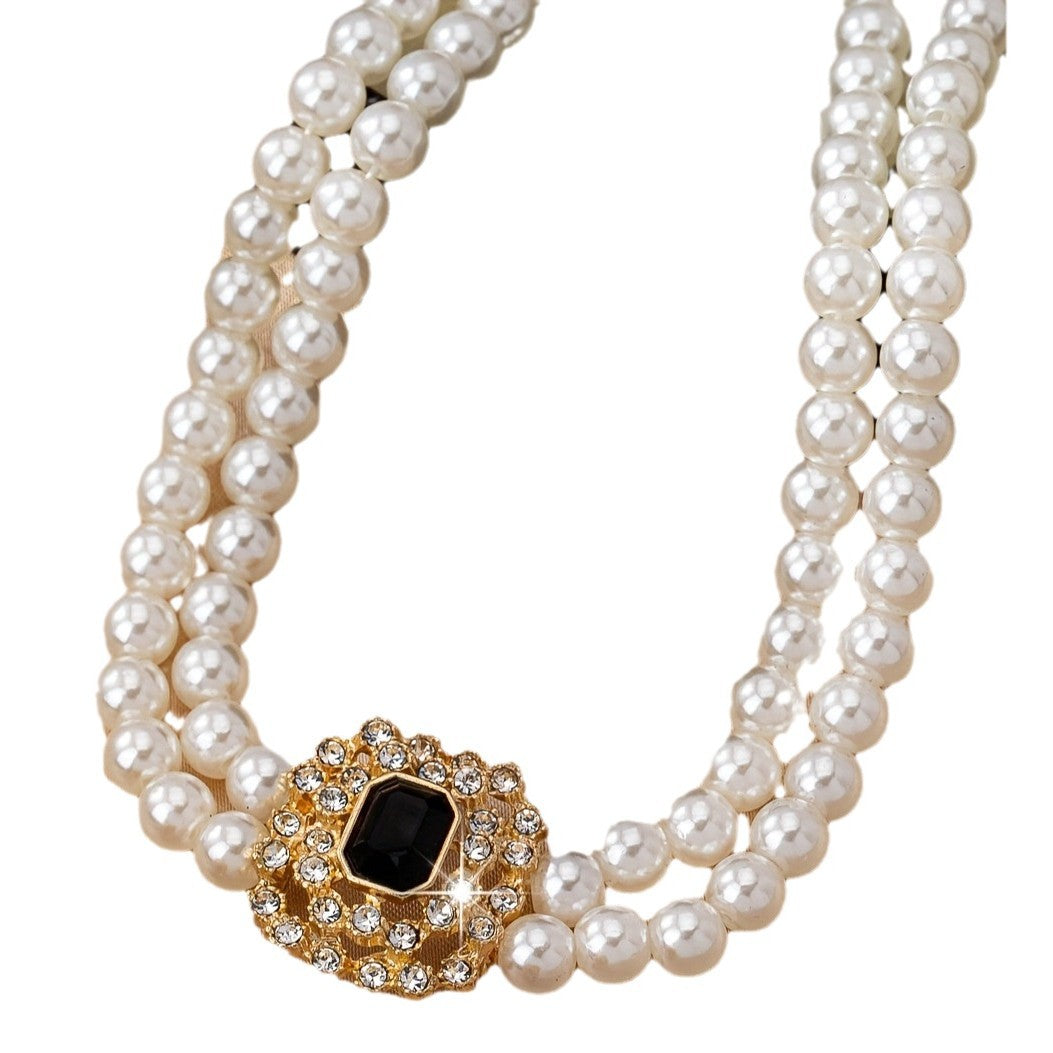 Wholesale pearl square diamond necklace
