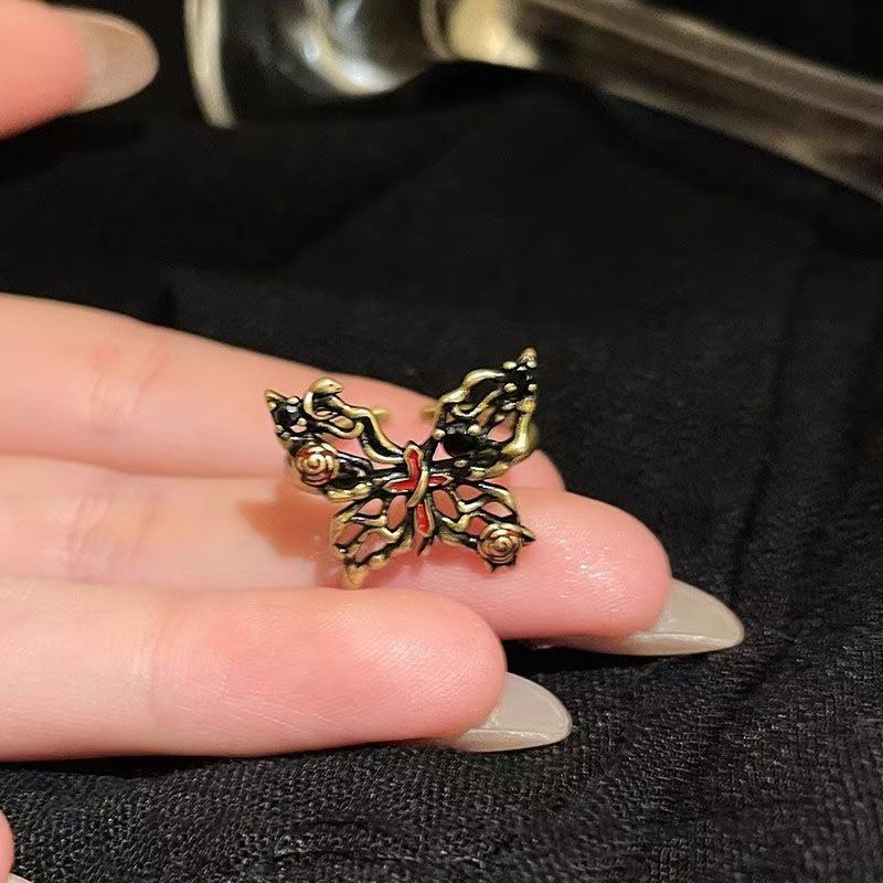 Wholesale Alloy Butterfly Sunflower Open Ring Retro Dark Style Women S Fashion Jewelry