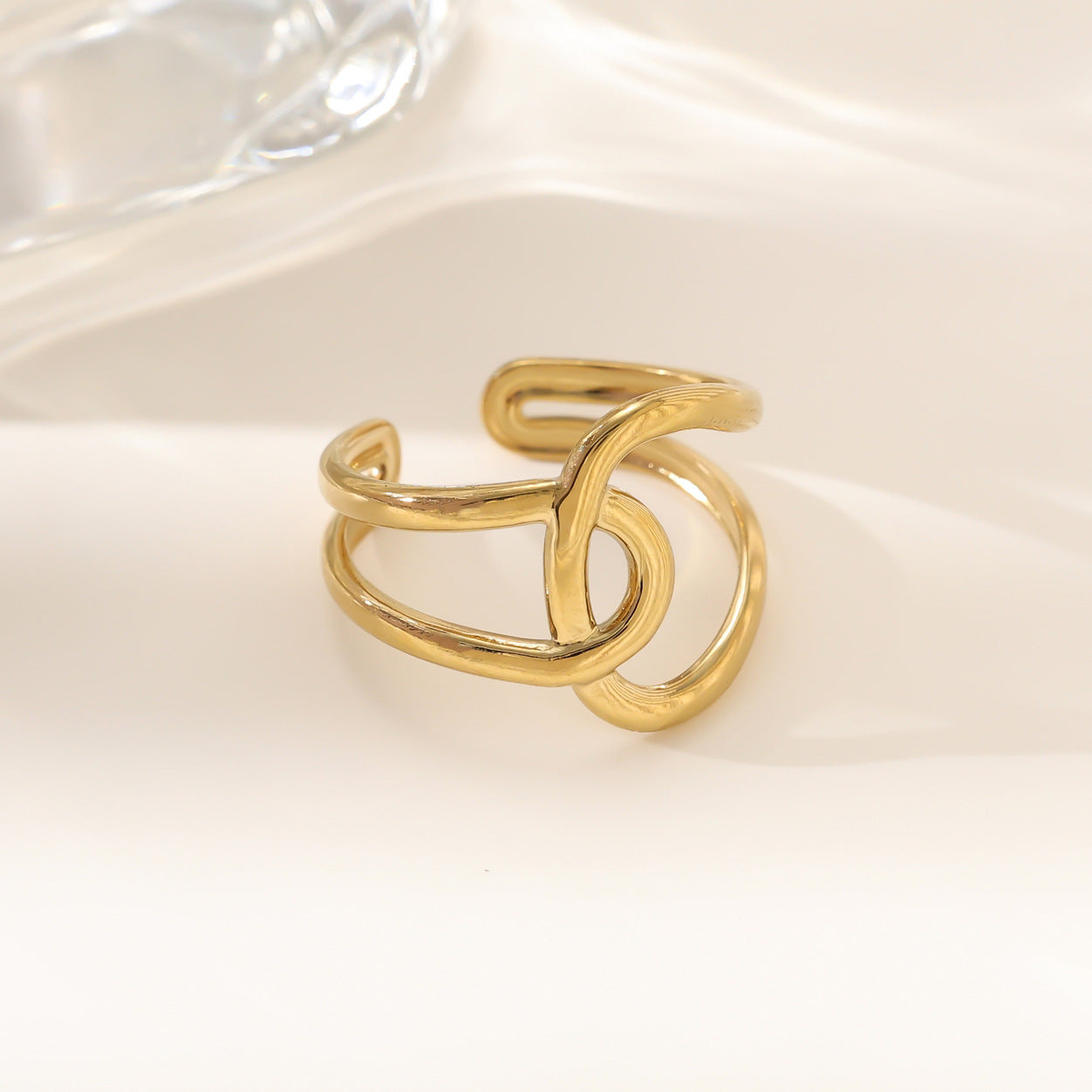 Wholesale Stainless steel gold-plated adjustable ring