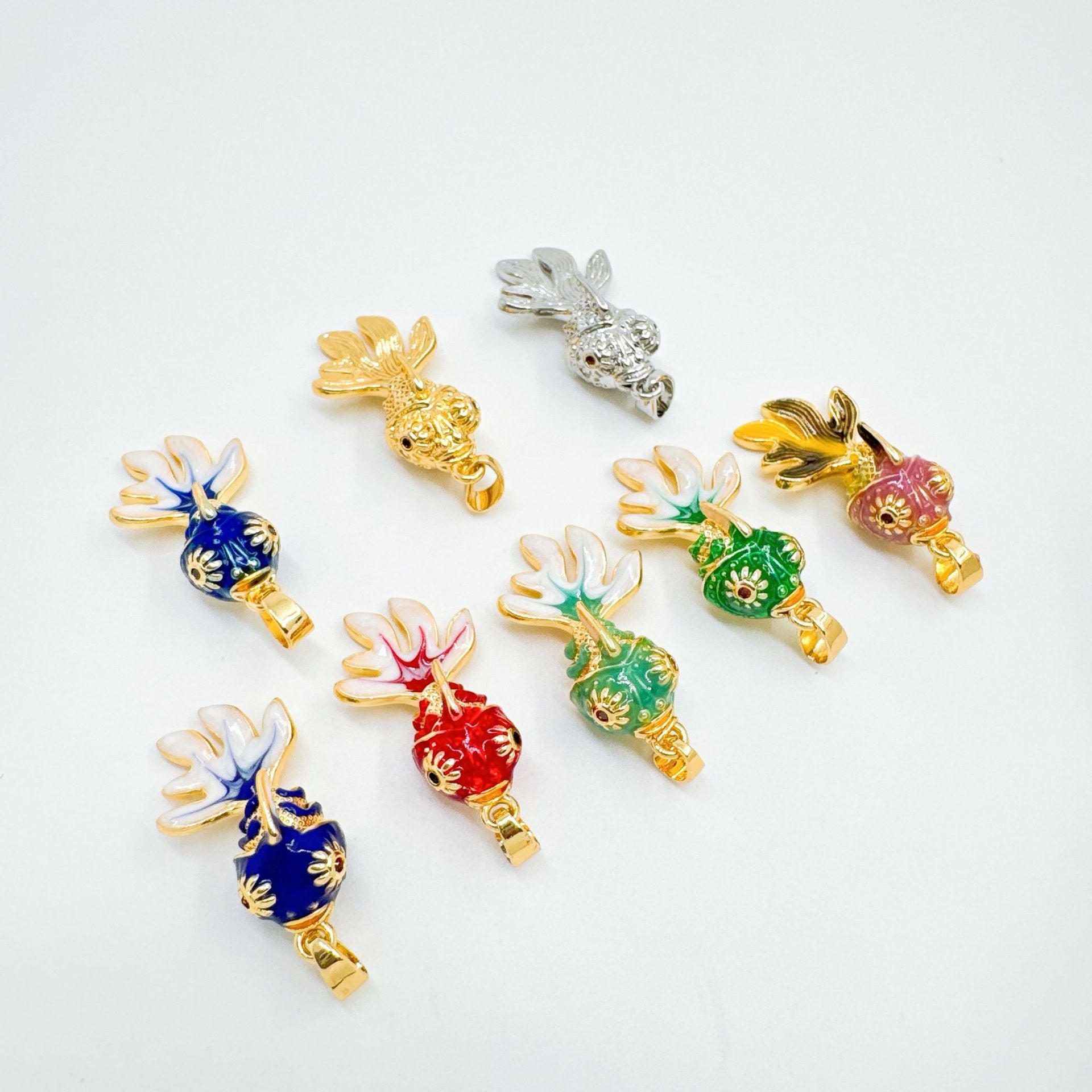 Wholesale Colorful Copper 18K Gold Plated Goldfish Pendant DIY Jewelry Accessory for Gift or Resale