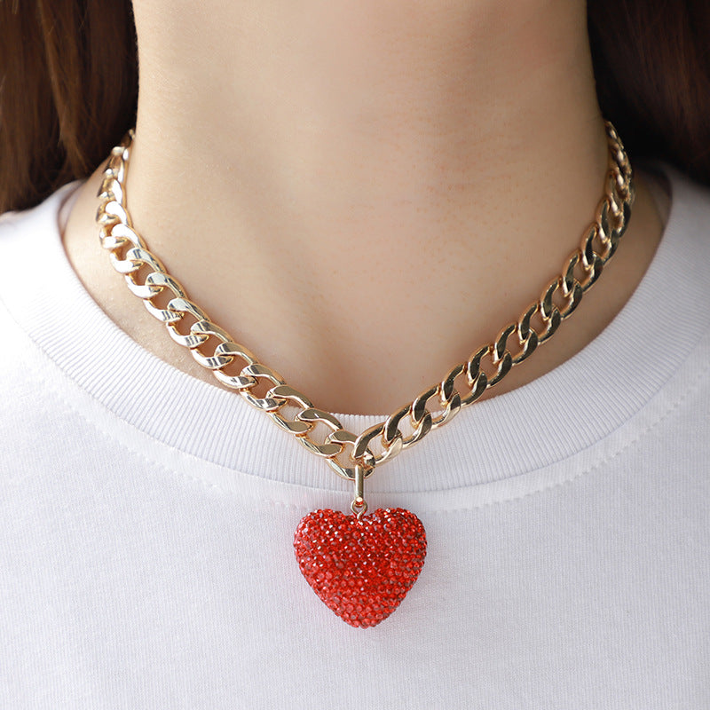 Wholesale Valentine's Day Red love diamond necklace combination suit
