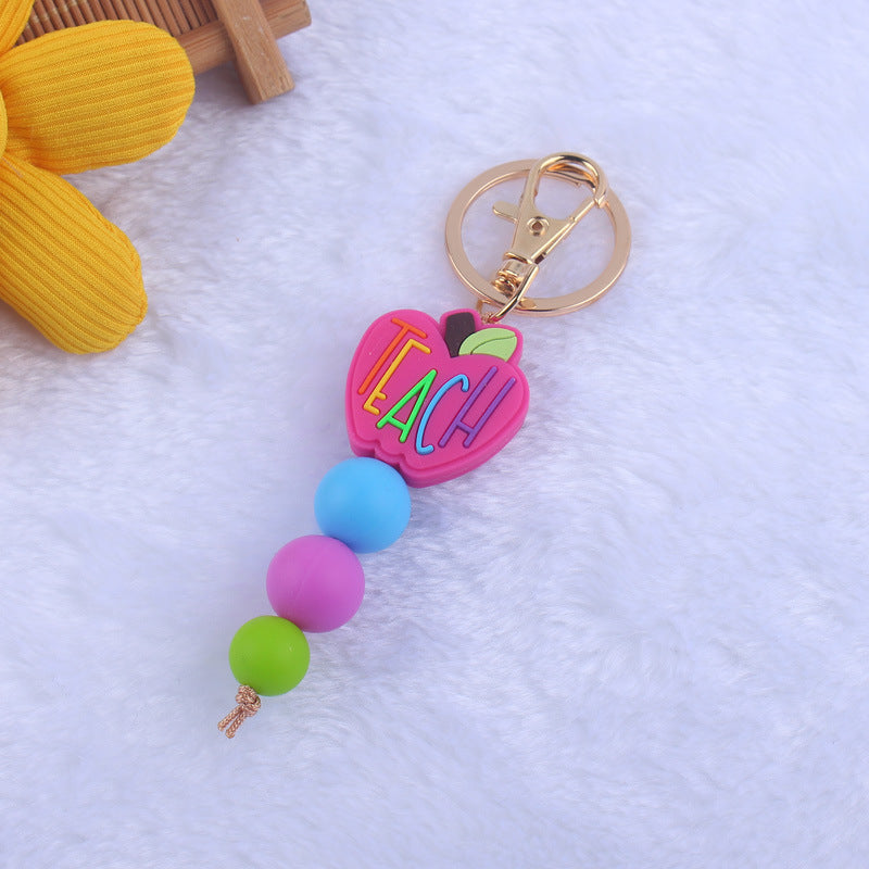 Wholesale Cartoon Teacher Books Apple Silicone Beaded Keychain ACC-KC-GuangTian009