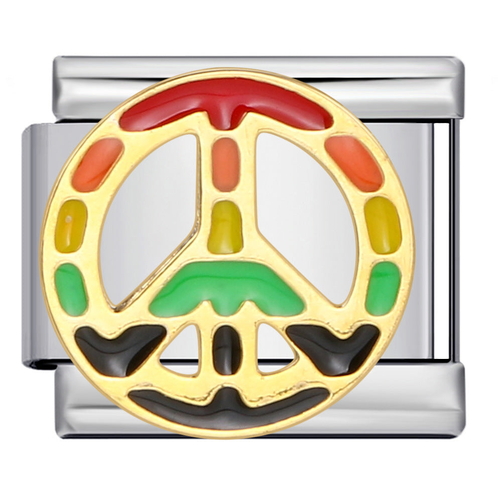 Wholesale Italian Charm Bracelet 9mm DIY Splicing Removable Peace Series Stainless Steel Composable Bracelet