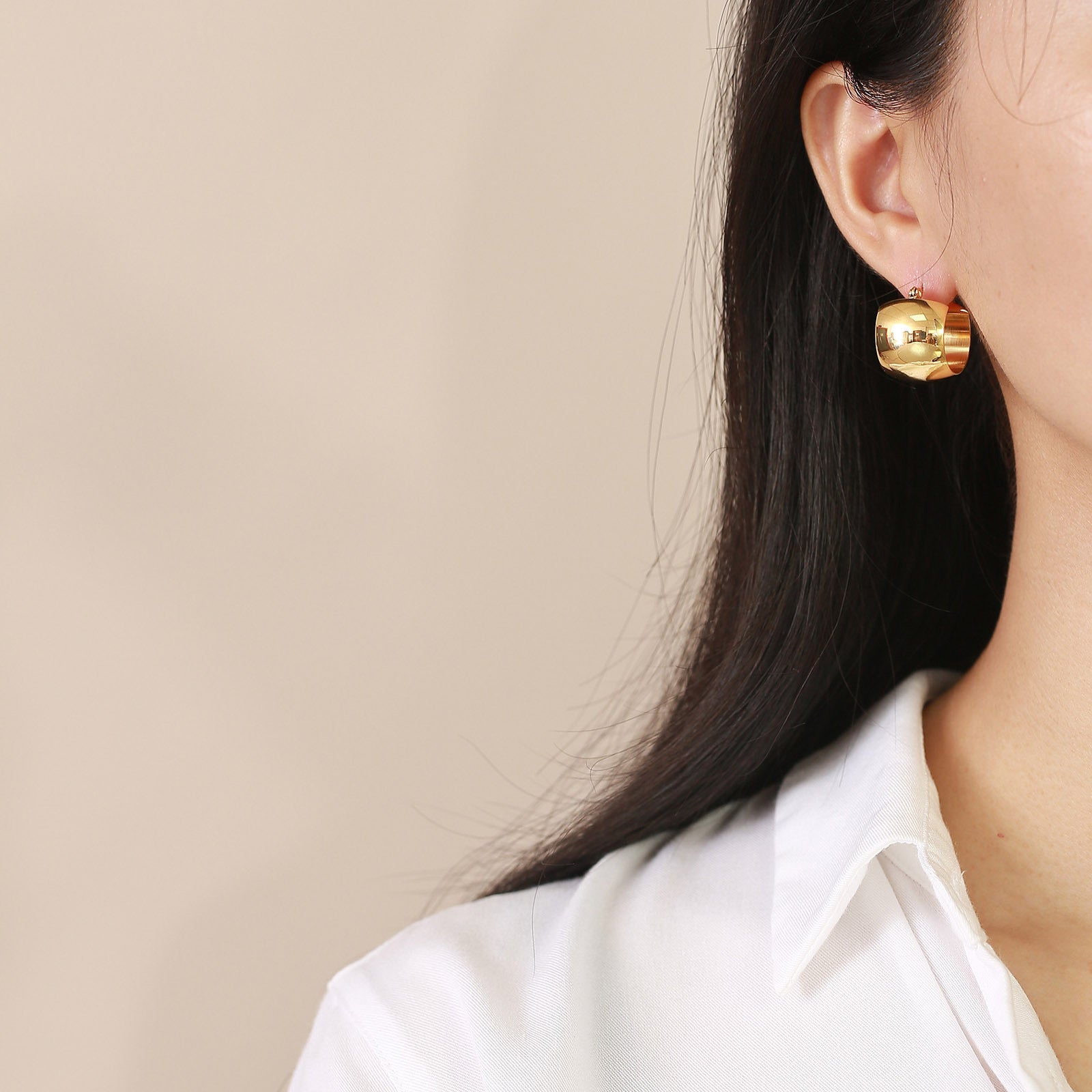 Wholesale solid color hoop exaggerated large earrings