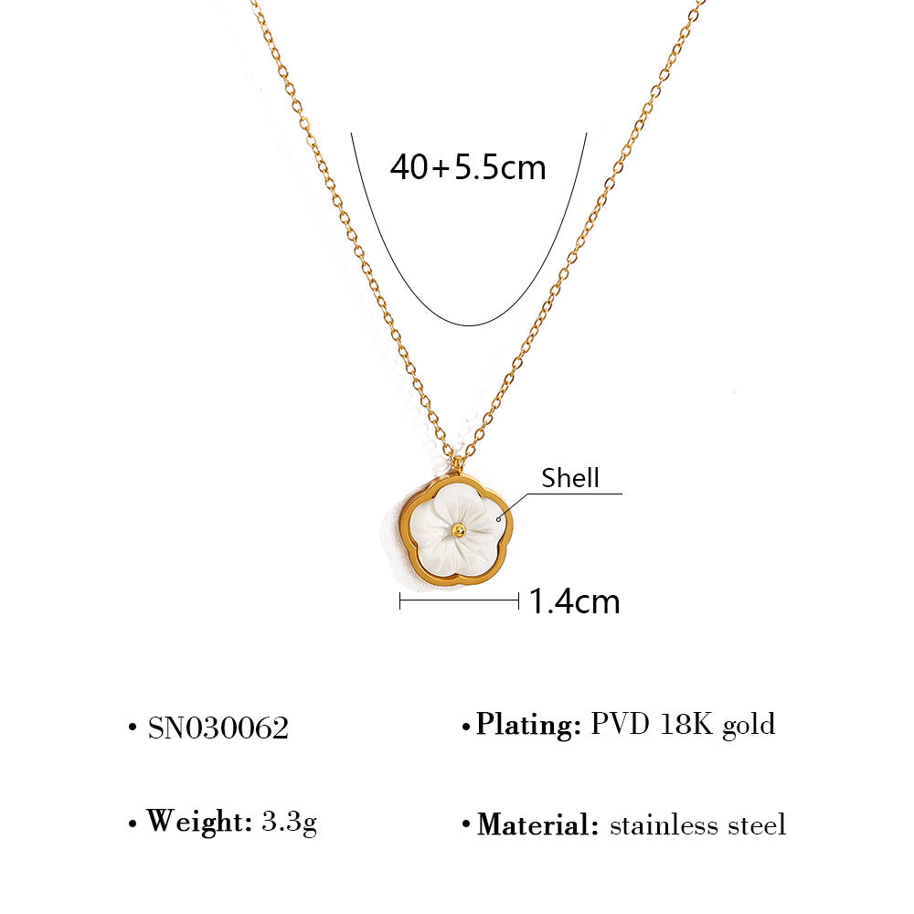 Wholesale  titanium steel jewelry suit 18K gold natural fritillary jewelry