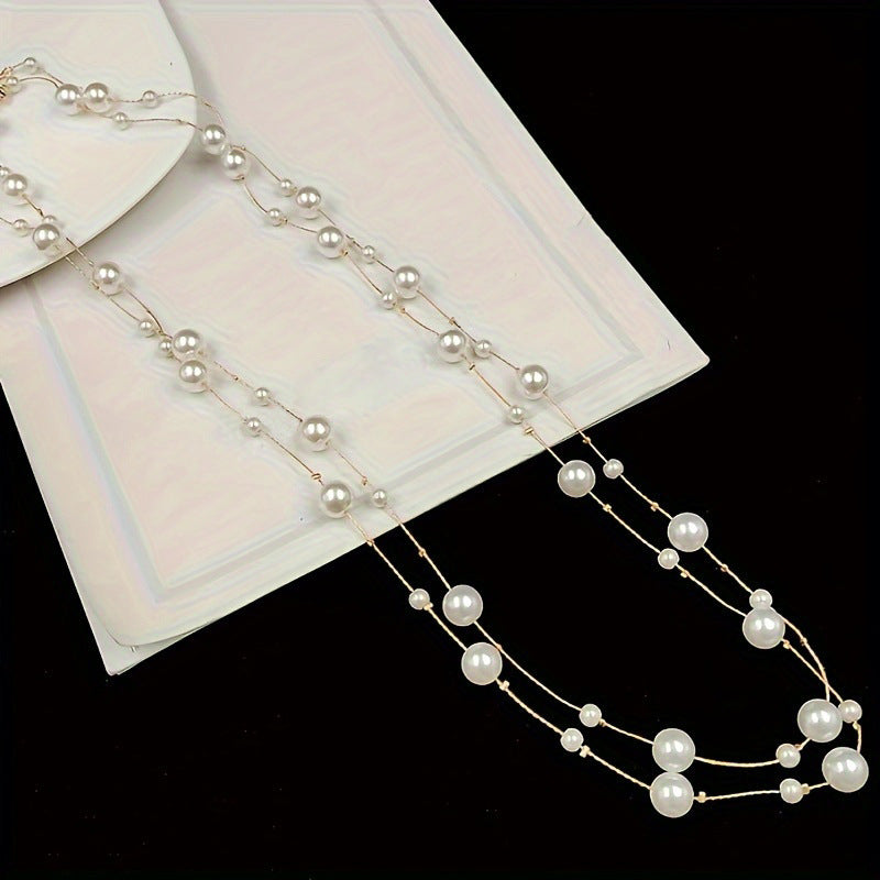 Wholesale long multi-layer pearl necklace