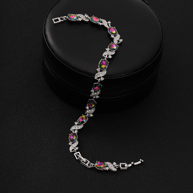 Wholesale Cross-shaped Colorful Zircon Seven Color Bracelet ACC-BT-YunJ010