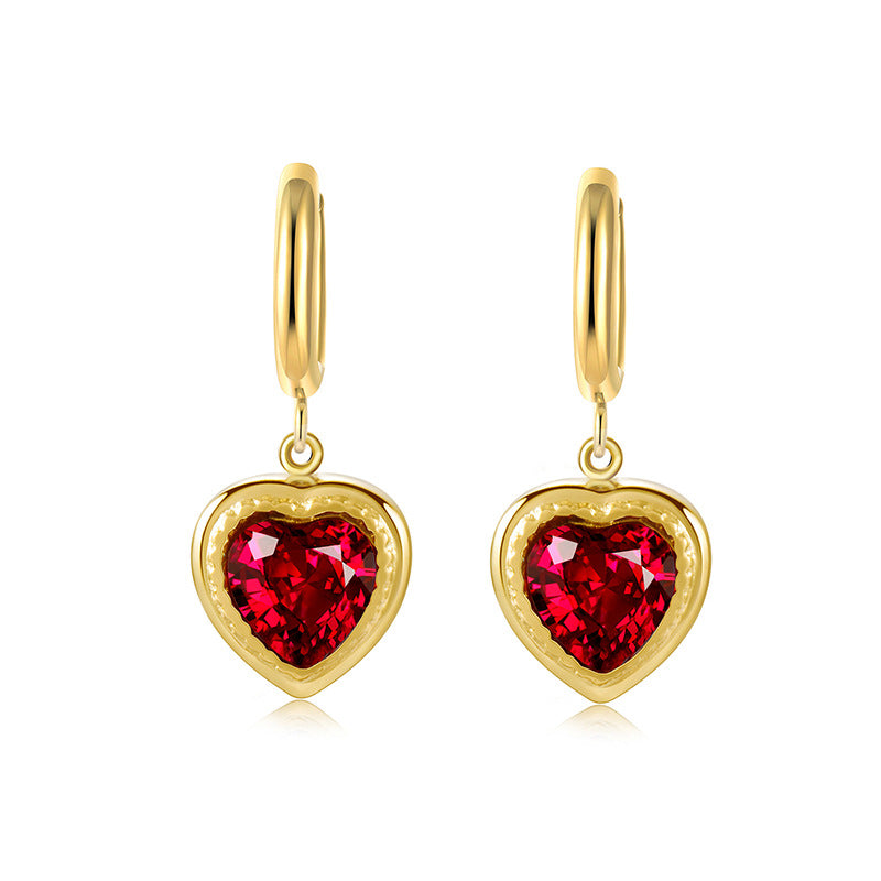 Wholesale  Zircon Peach Heart Ear Buckle Stainless Steel Plated 18K True Gold Ear  Earrings