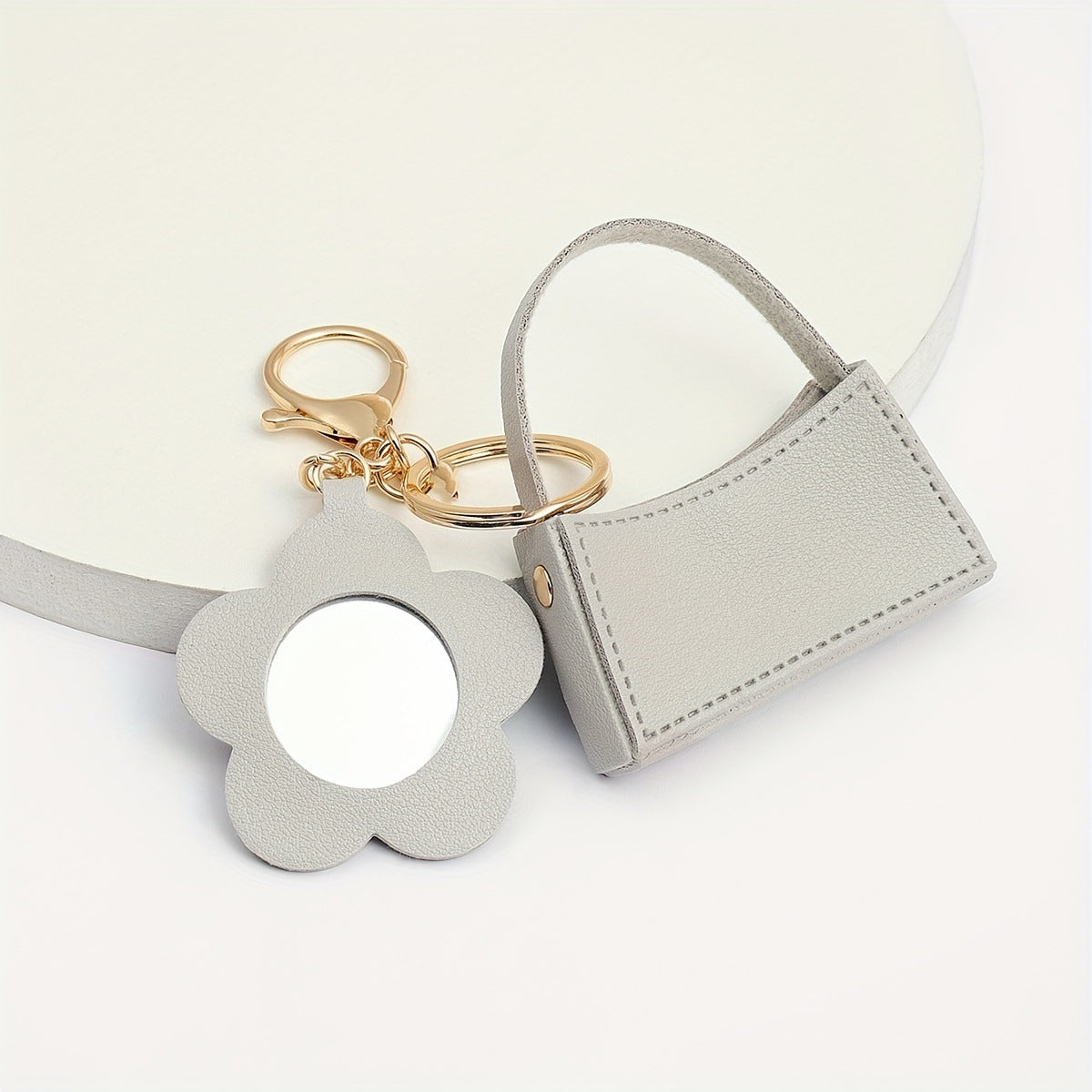 Wholesale Flower Mirror Small Curved Bag PU Leather Keychains ACC-KC-XTZ006