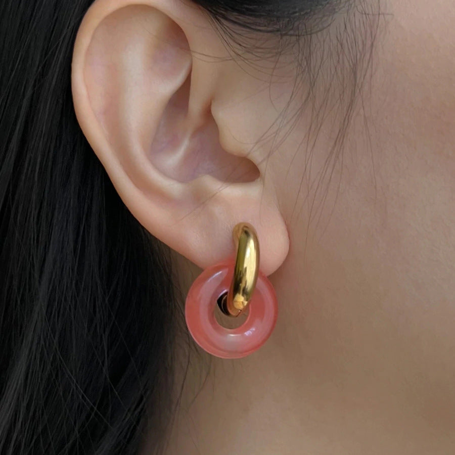 Wholesale  stainless steel earring natural stone earrings