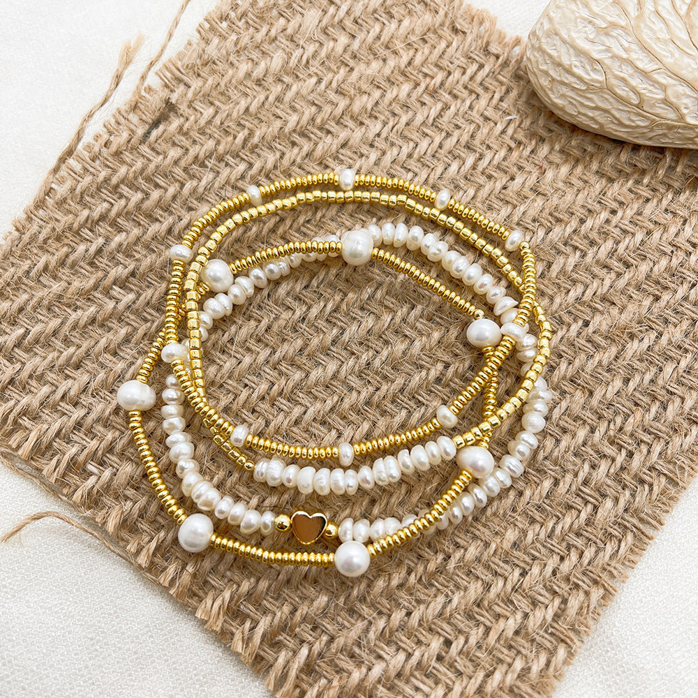 Wholesale Trendy Glass Bead Handmade Stretch Bracelet For Women Everyday Jewelry Accessory Gift