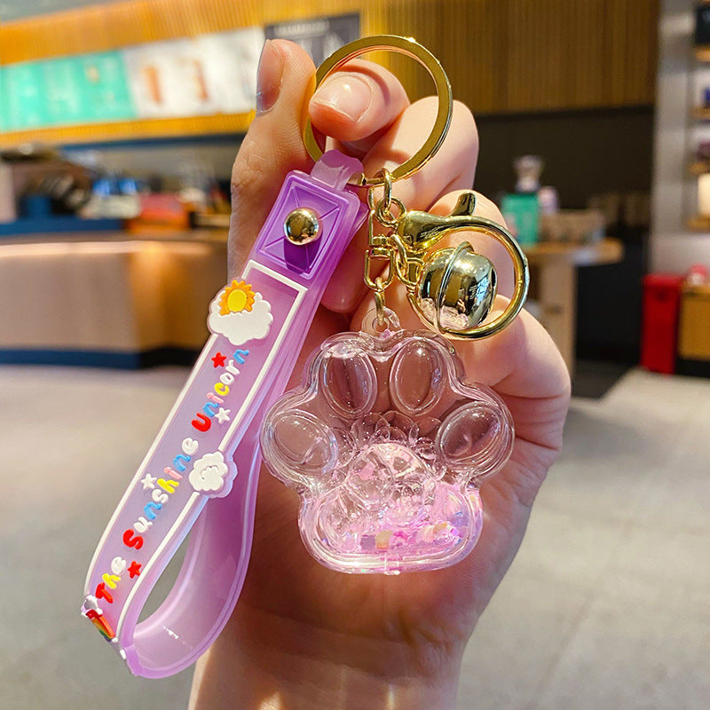 Wholesale oil cat claw quicksand pendant creative car keychain