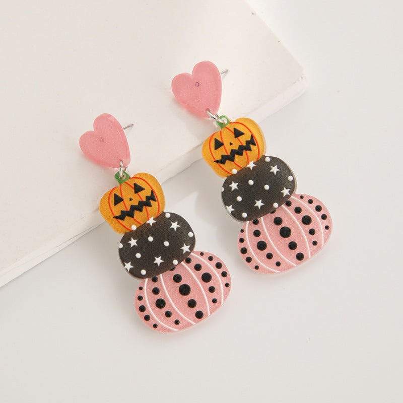 Wholesale Halloween Acrylic Earrings Cartoon Pumpkin Ghost Earrings ACC-ES-YuanQin005