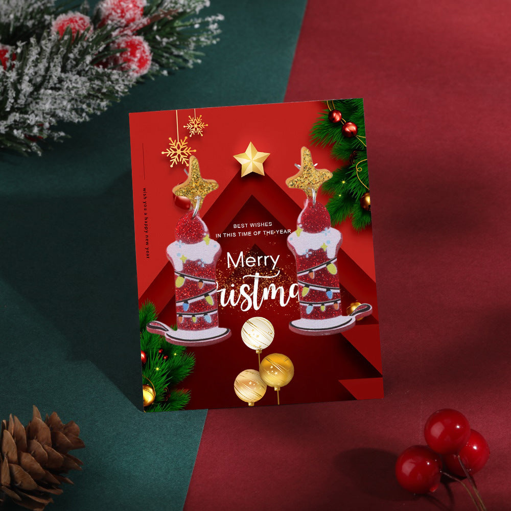 Wholesale acrylic earrings  personality Christmas Santa Claus earrings