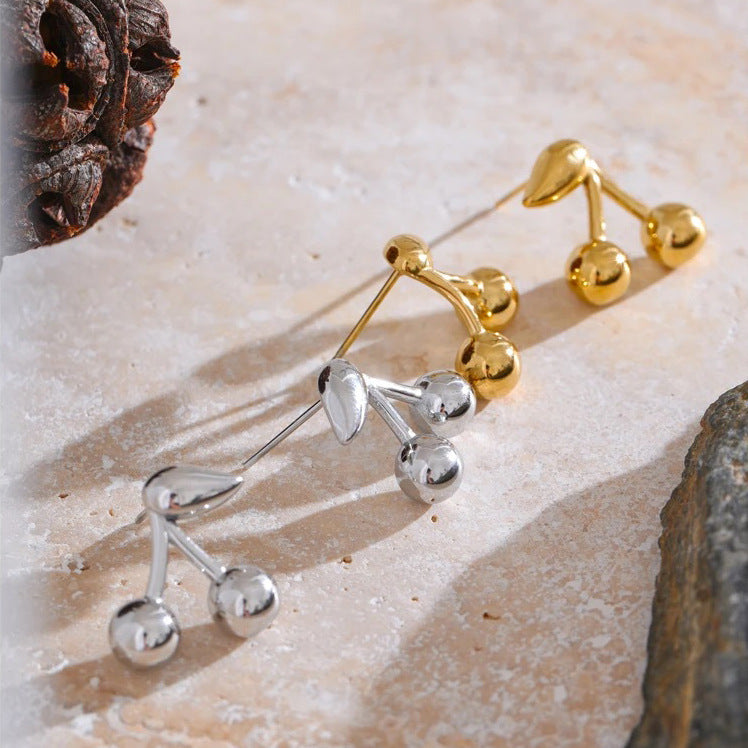 Wholesale 18K gold sweet smooth cherry earrings