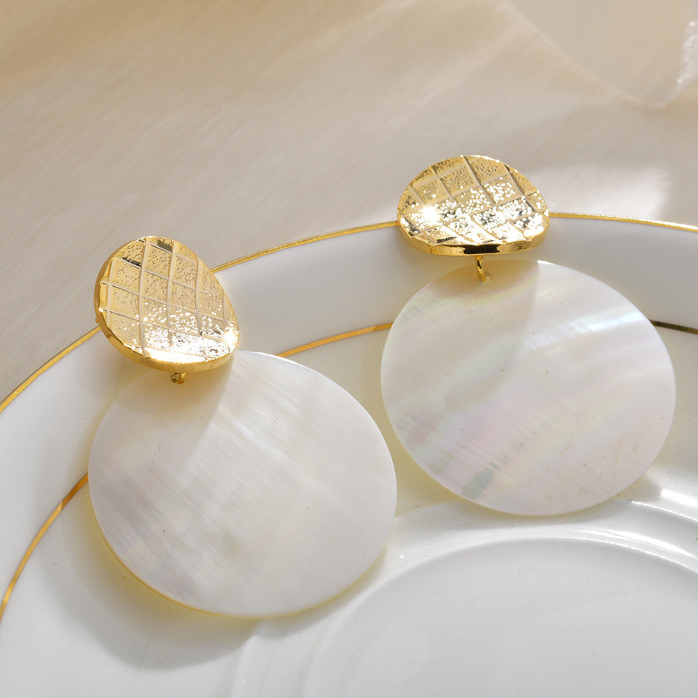 Wholesale Shell earrings round mosaic geometric earrings