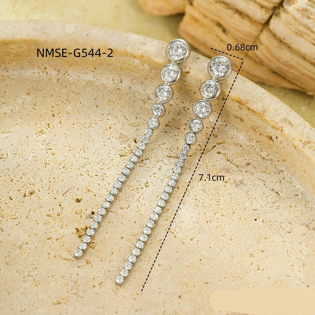 Wholesale  stainless steel  zircon tassel 18K earrings