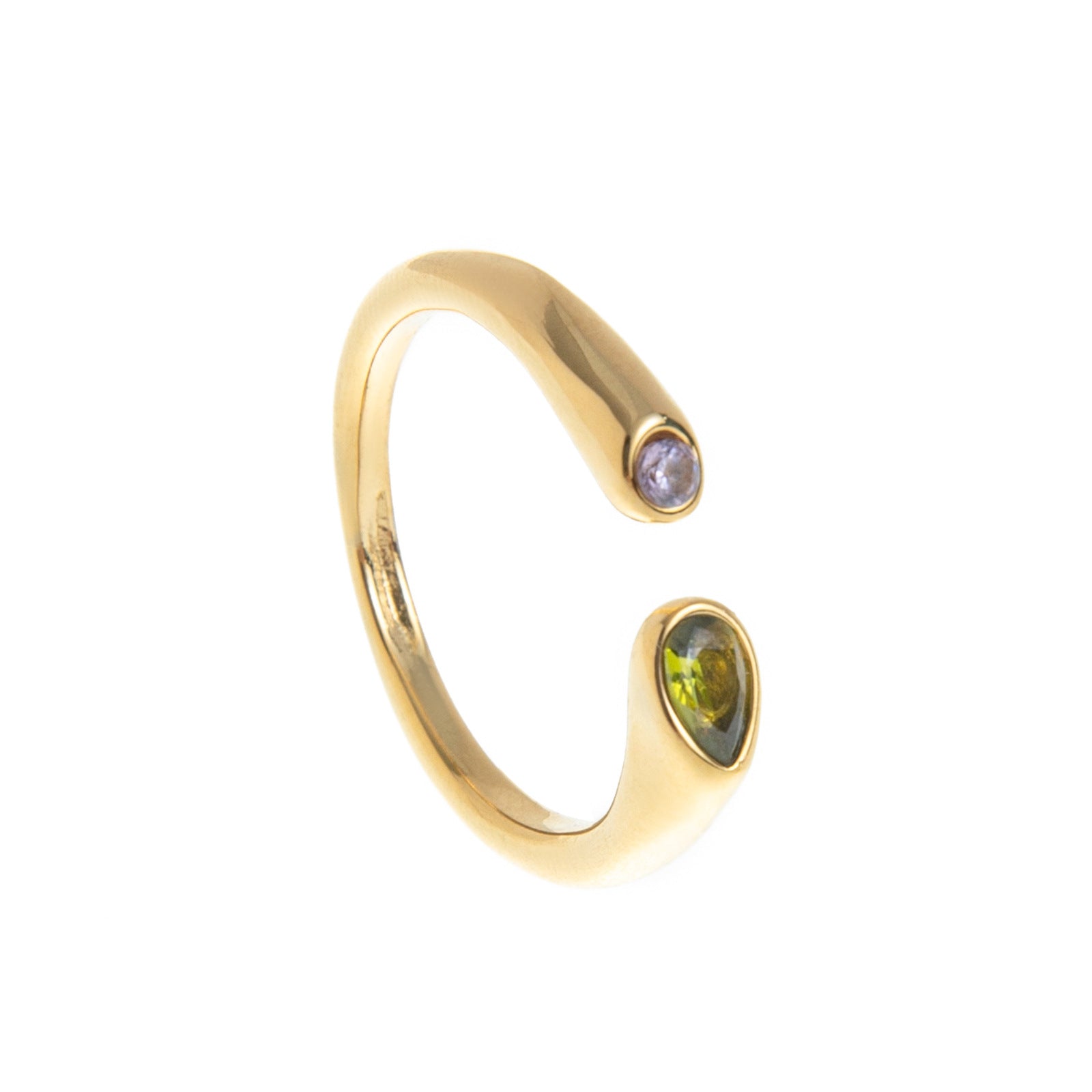Wholesale Trendy Birthstone Ring Titanium Steel Gold Plated Geometric Oval Adjustable Fashion Accessory Resale