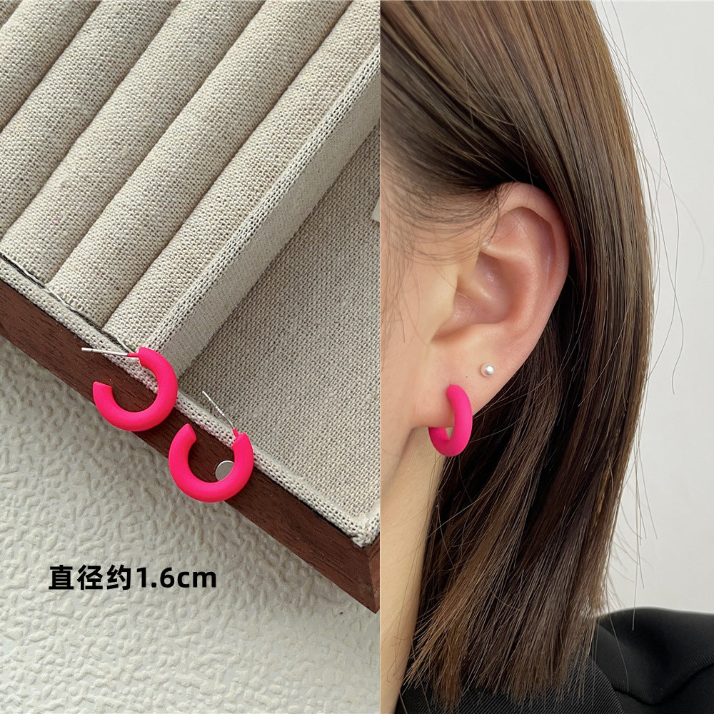 Wholesale Candy Color Geometric Square Circle C Shape Earrings