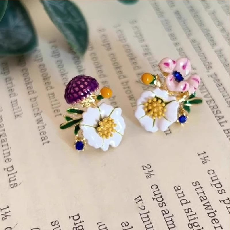 Wholesale Enamel Colored Flower Earrings