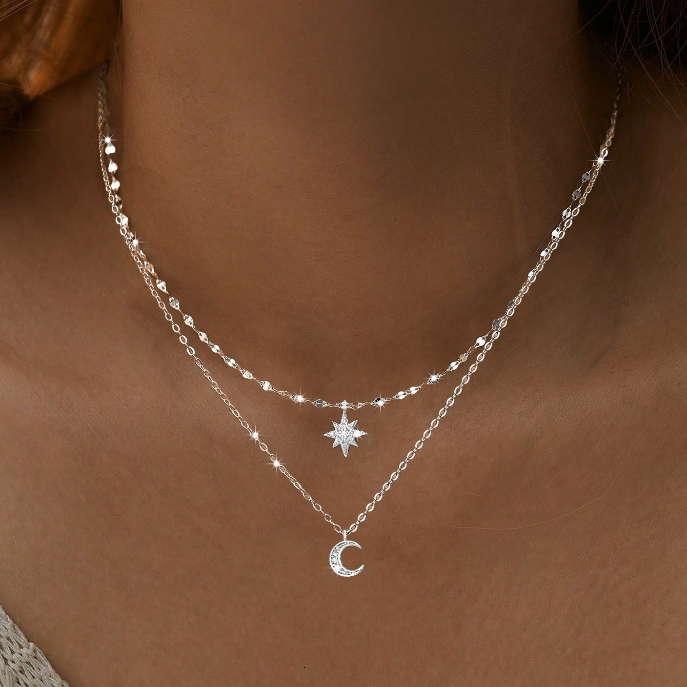 Wholesale Retro Fashion Multi Layer Thin Chain Choker Necklace With Sun Moon Star Pendant Women S Everyday Jewelry Accessory Boutique Resale
