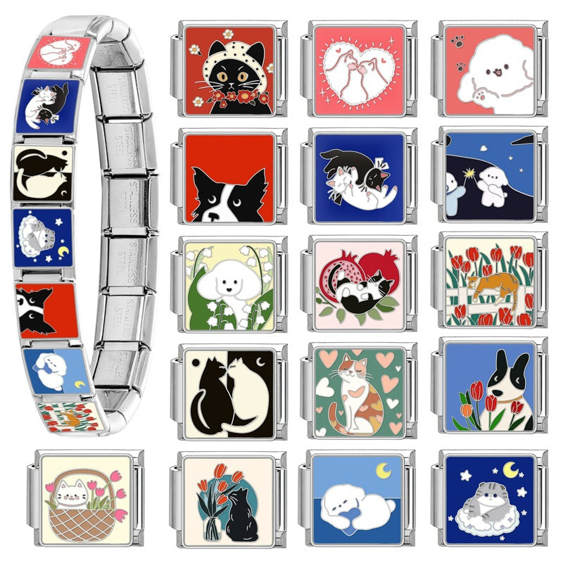 Wholesale 9mm Italian Charm Starter Bracelets DIY Cute Animal Stainless Steel Composable Bracelet