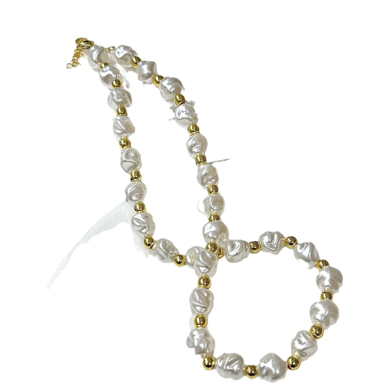 Wholesale Pearl  Light Luxury Copper Beads Irregular Pearl Necklace