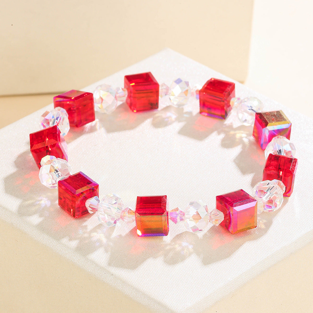 Wholesale Colorful acrylic transparent square sugar handmade beaded bracelet
