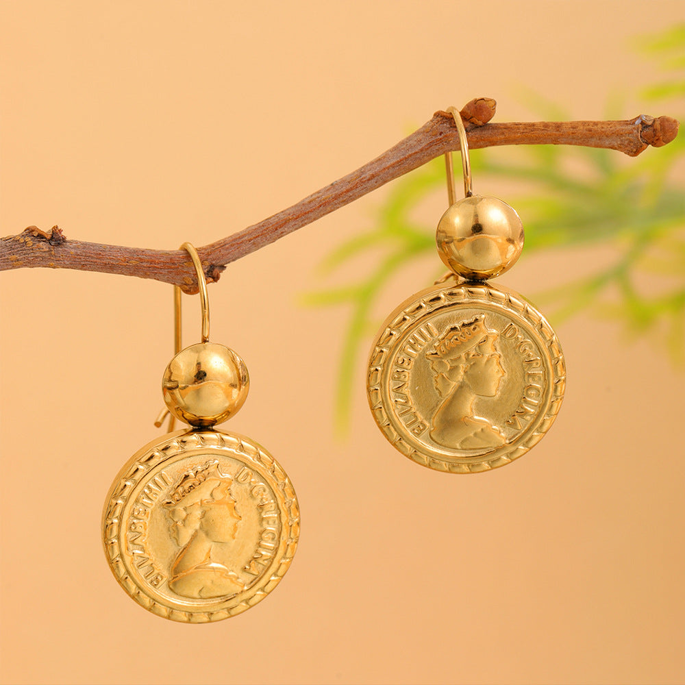 Wholesale  Stainless Steel Earrings Jewelry Geometric Round Beauty Head Earrings