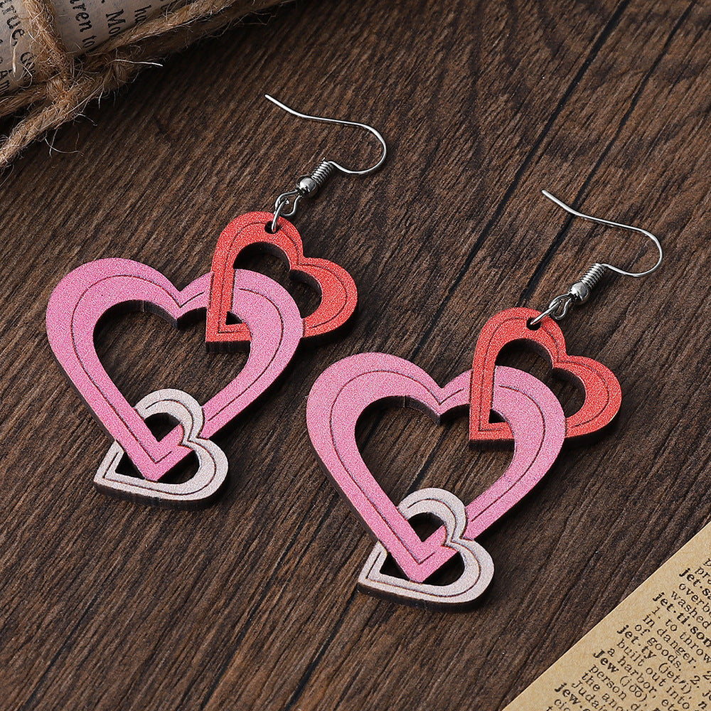 Wholesale Valentine's Day Gradient Hollow Love Series Earrings