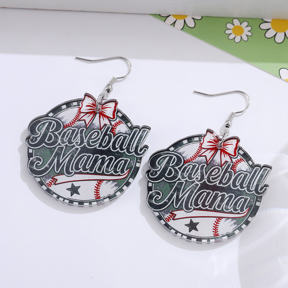 Wholesale Sporty Bow Baseball Star Pendant Earrings