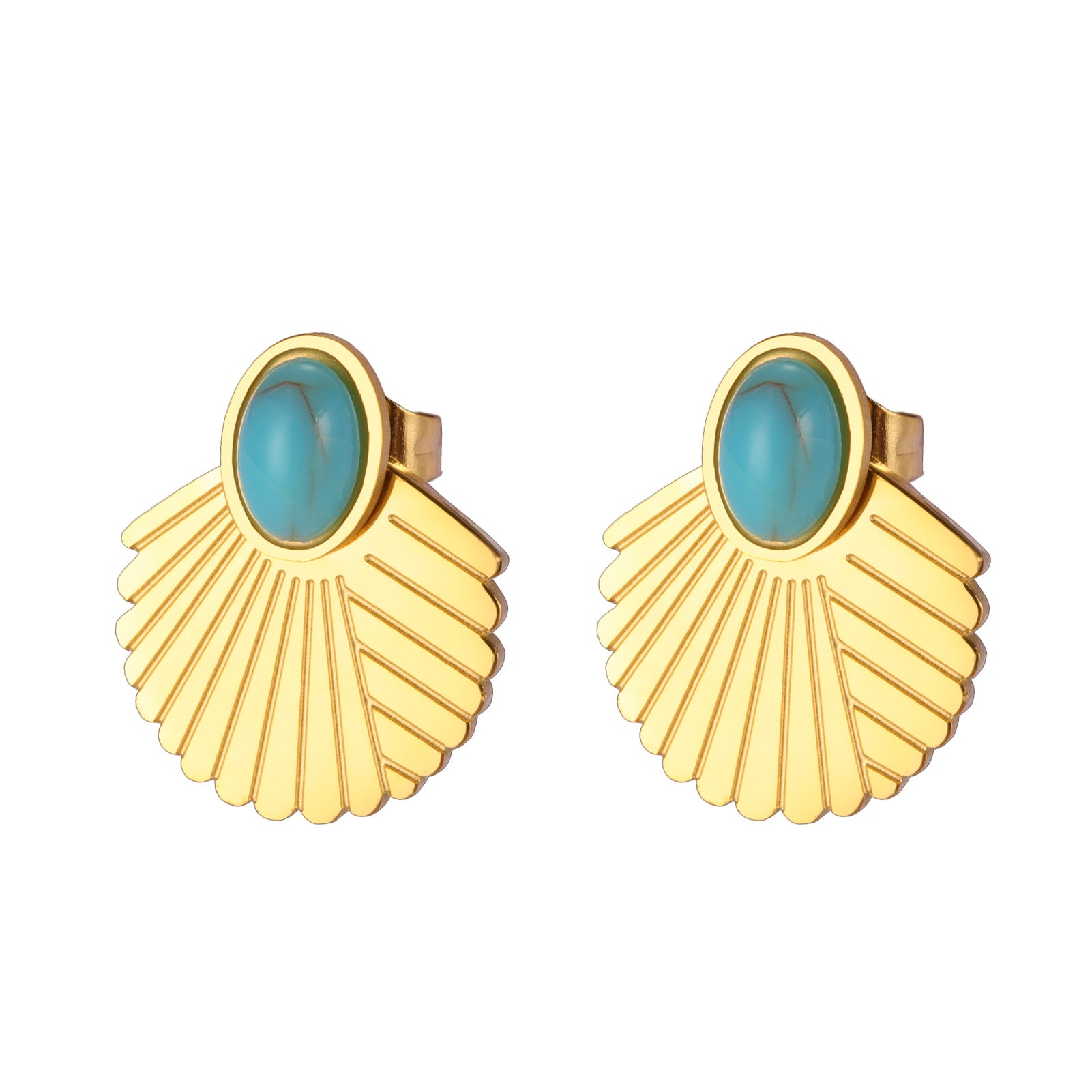 Wholesale Geometric Stainless Steel Turquoise Earrings for Women - Elegant Fashion Accessory Gift