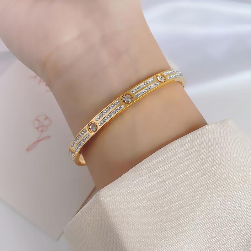 Wholesale Titanium Steel Rose Gold Diamond Bracelet
