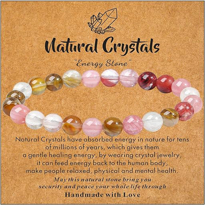 Wholesale Natural Stone Bracelet Handmade Beaded Pink Zebra Amethyst Elastic Cord Bracelet ACC-BT-Yunh004