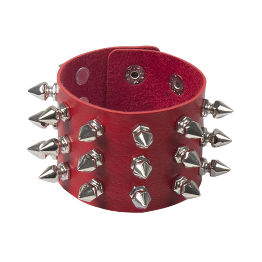 Wholesale Punk Style Exaggerated Pointy Rivet Bracelet Gothic Leather Bracelet ACC-BT-Jinl001
